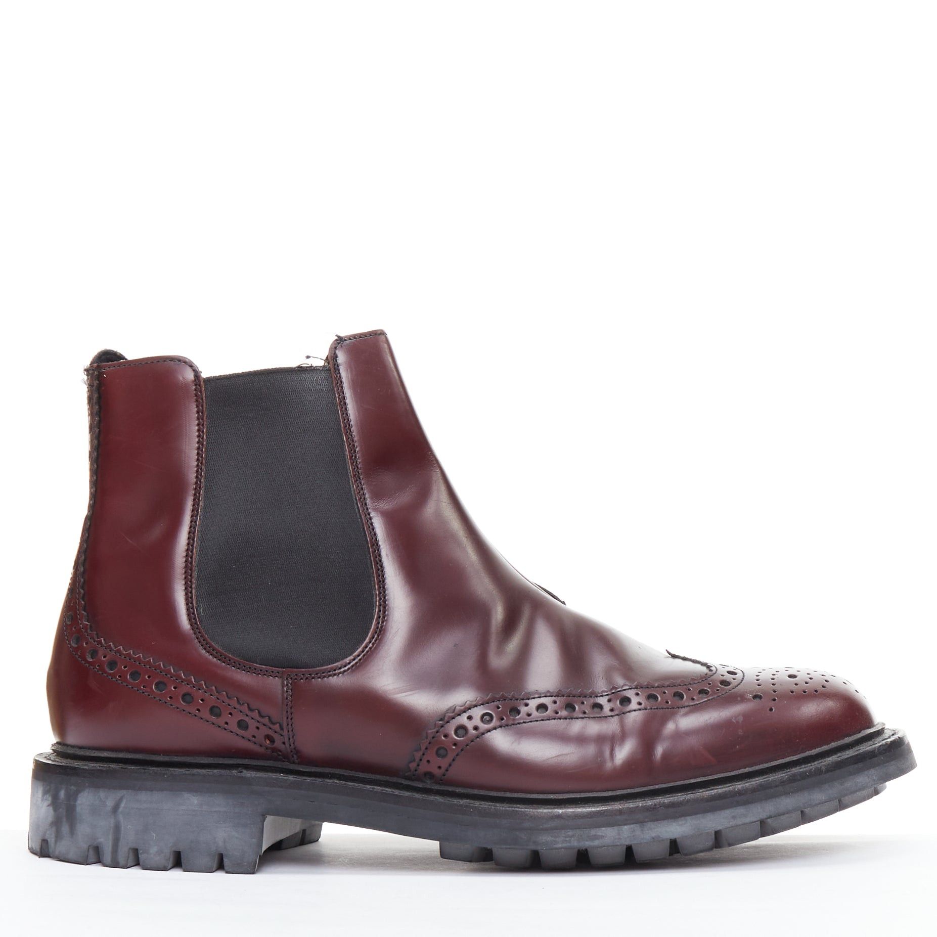 Church's CHURCH'S Ketsby burgundy perforated polished chelsea boots UK7 EU41 Size US 8 / EU 41 - 1 Thumbnail