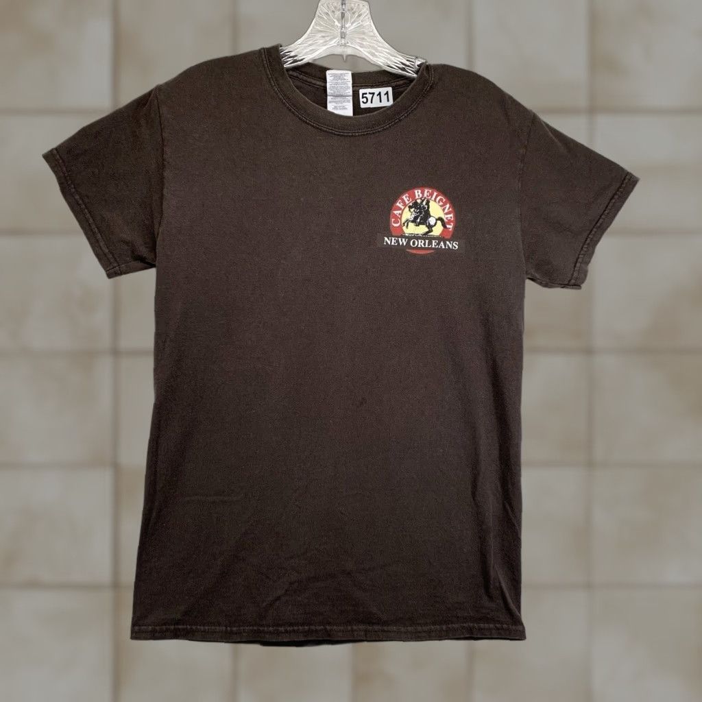 Gildan VINTAGE Cafe Beignet T-Shirt Unisex Adults Small Cotton Brown Restaurant Logo Graphic Print 90s Coffee Size US S / EU 44-46 / 1 - 1 Thumbnail