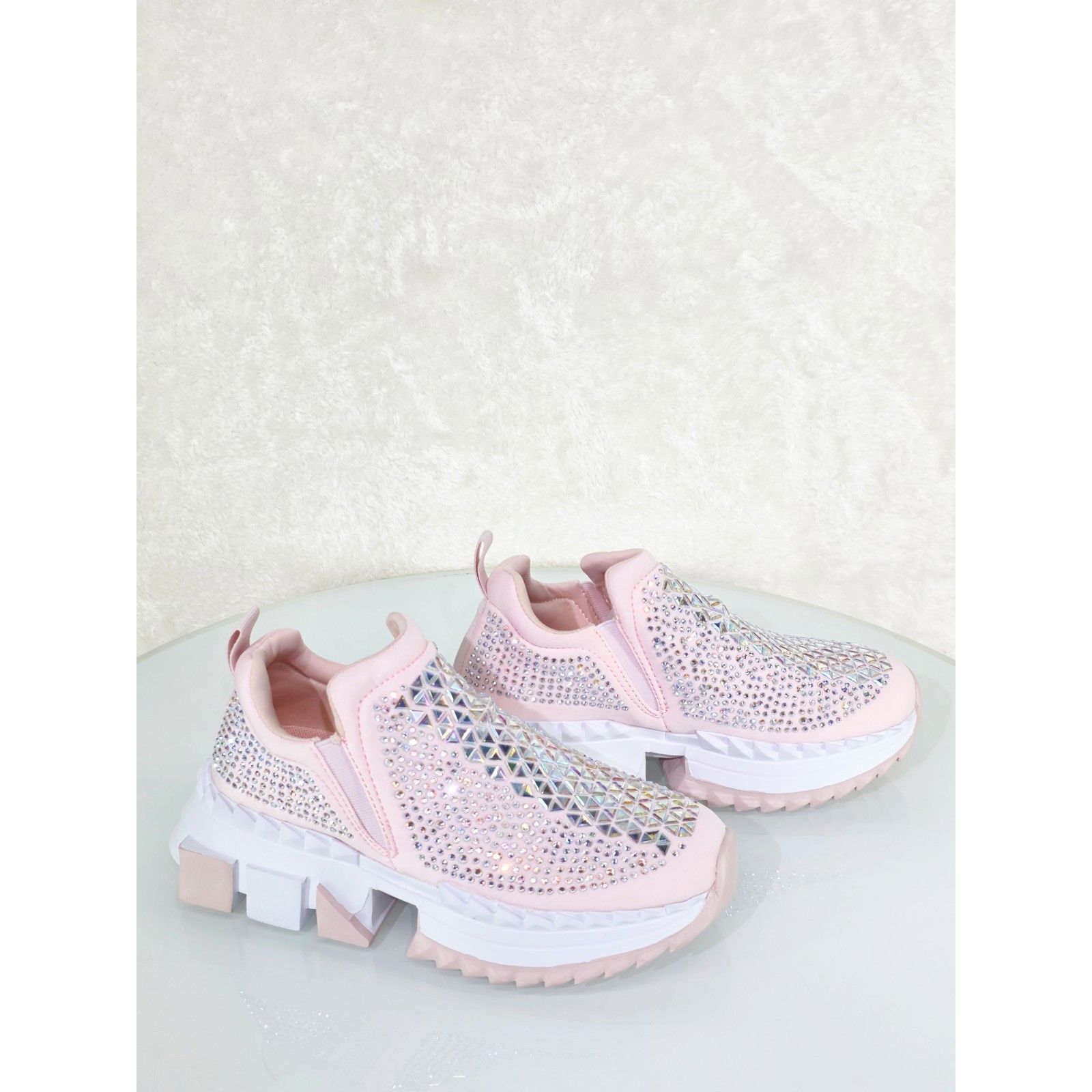 Other Presto Light Weight Slip on Baby Pink Rhinestone Sneakers - Size US 7 / IT 37 - 3 Thumbnail