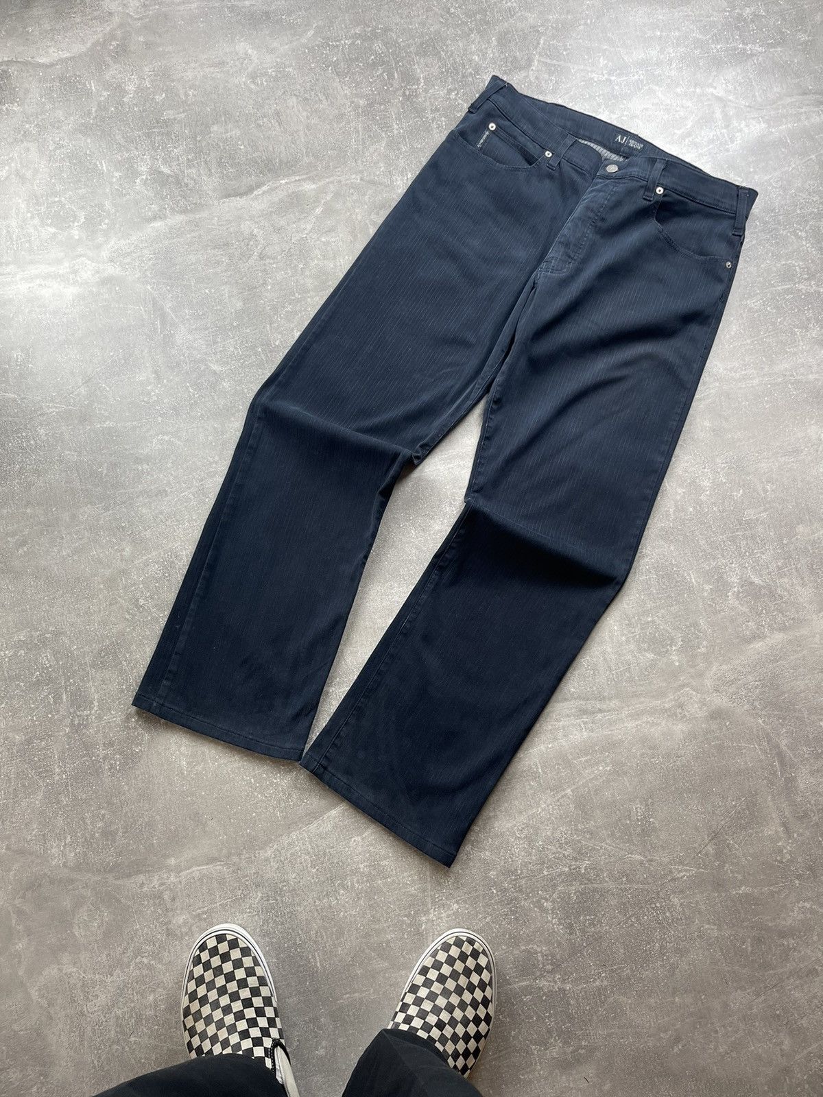 Armani × Vintage Armani Jeans Vintage Corduroy Pants Pinstripe Navy Blue Size US 38 / EU 54 - 4 Thumbnail