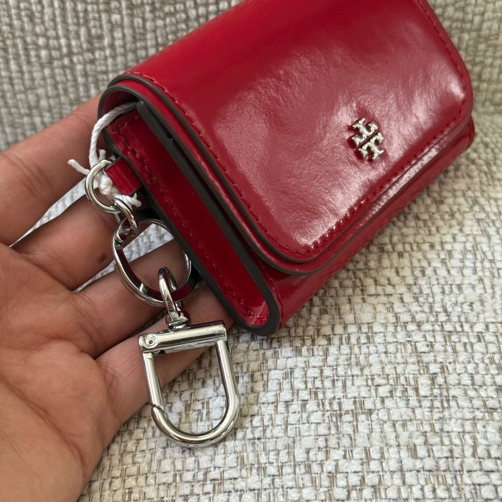 Tory Burch New TORY BURCH EMERSON PATENT FLAP CARD CASE WARM RED Size ONE SIZE - 2 Thumbnail