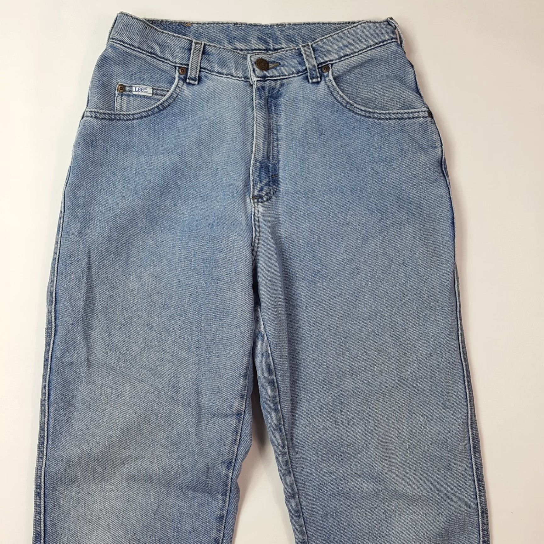 Lee VINTAGE Lee Western Jeans Womens 10 Distressed Denim Blue 28x31 80s 90s Retro Workwear Tapered Faded Distressed Pockets Button Jeans Womens Size 32" / US 10 / IT 46 - 2 Thumbnail