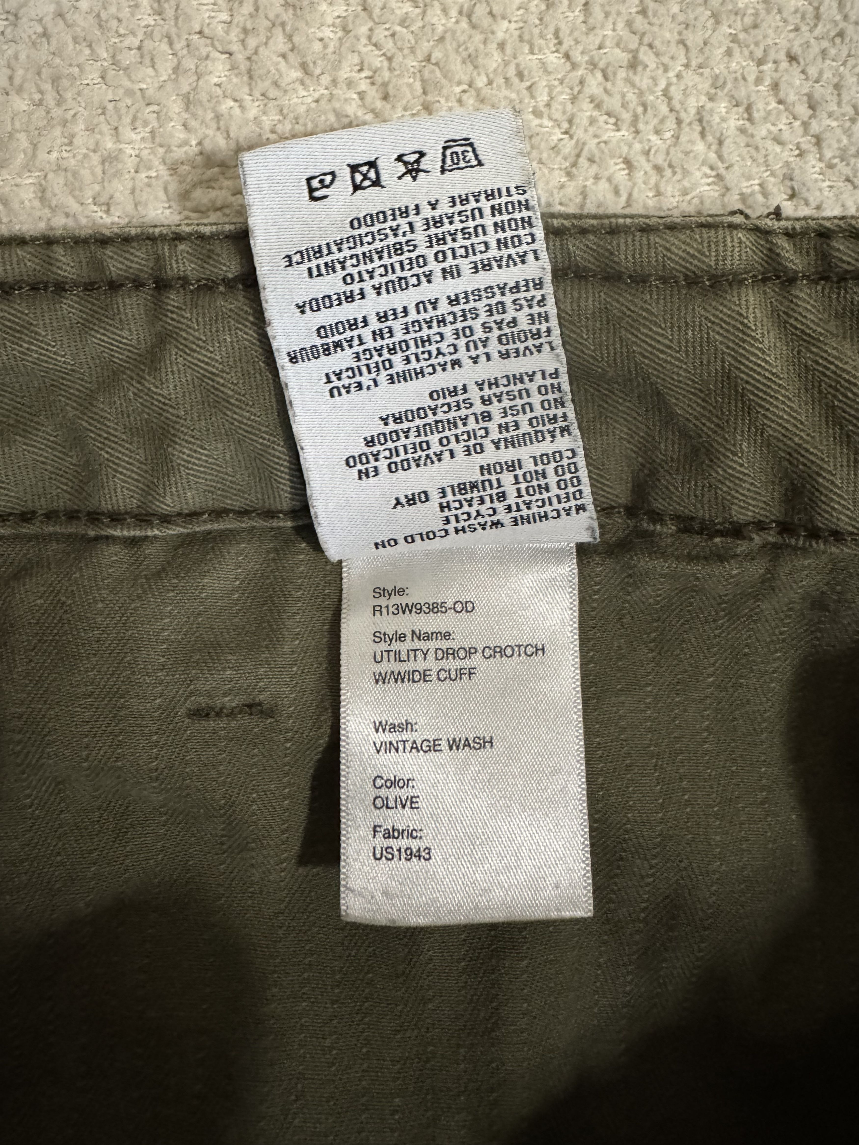 R13 Utility Drop Crotch Wide Cuff Size 29" - 5 Thumbnail
