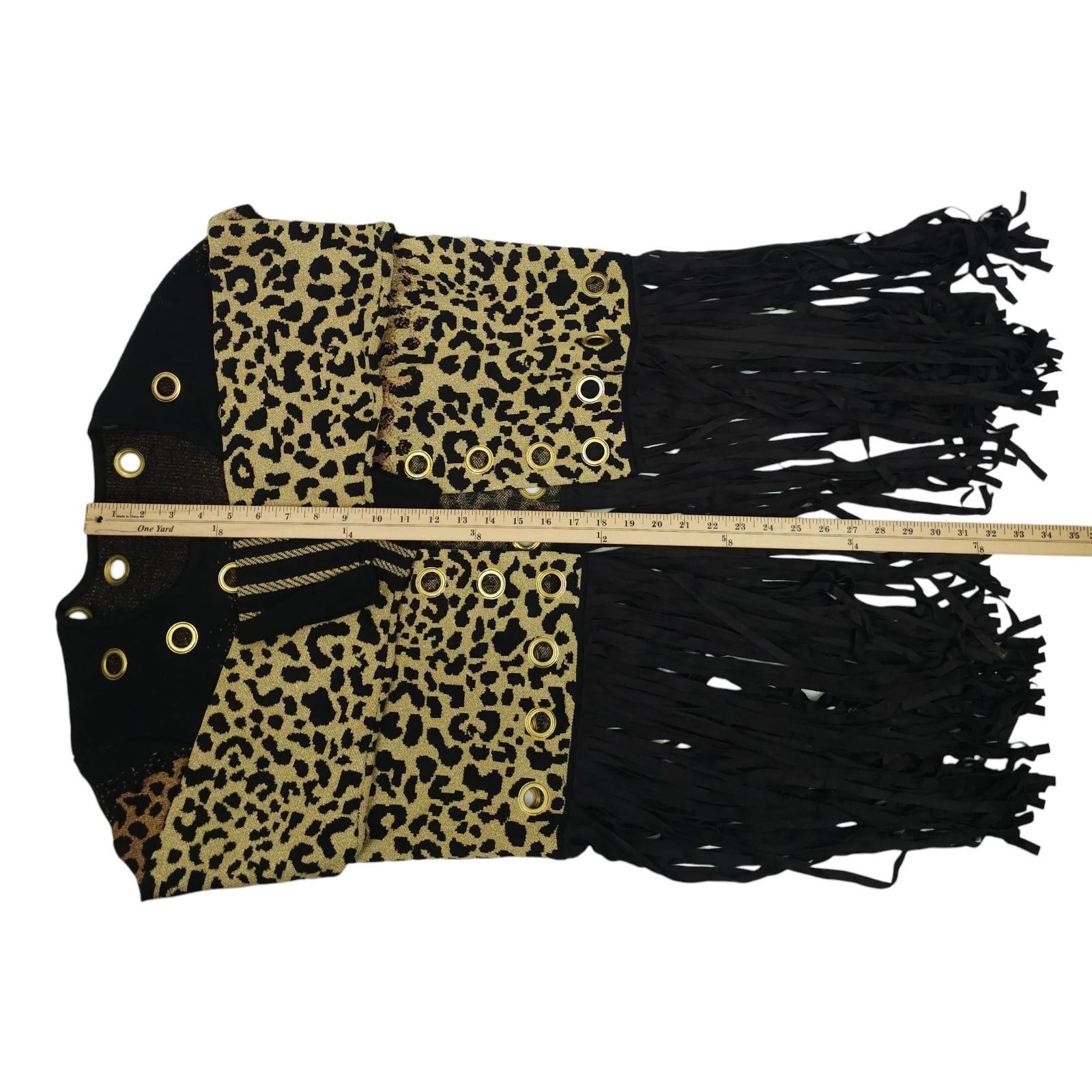 Other Berek Leopard Print Cardigan XL Gold Grommet Fringe Sweater Size XL / US 12-14 / IT 48-50 - 5 Thumbnail