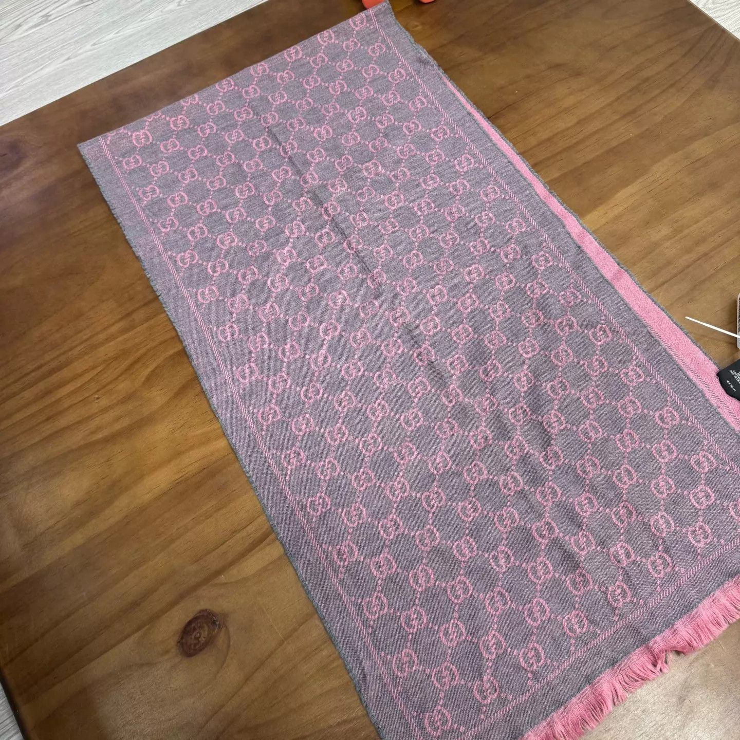 Gucci Gucci black & pink color blocked scarf Size ONE SIZE - 6 Thumbnail