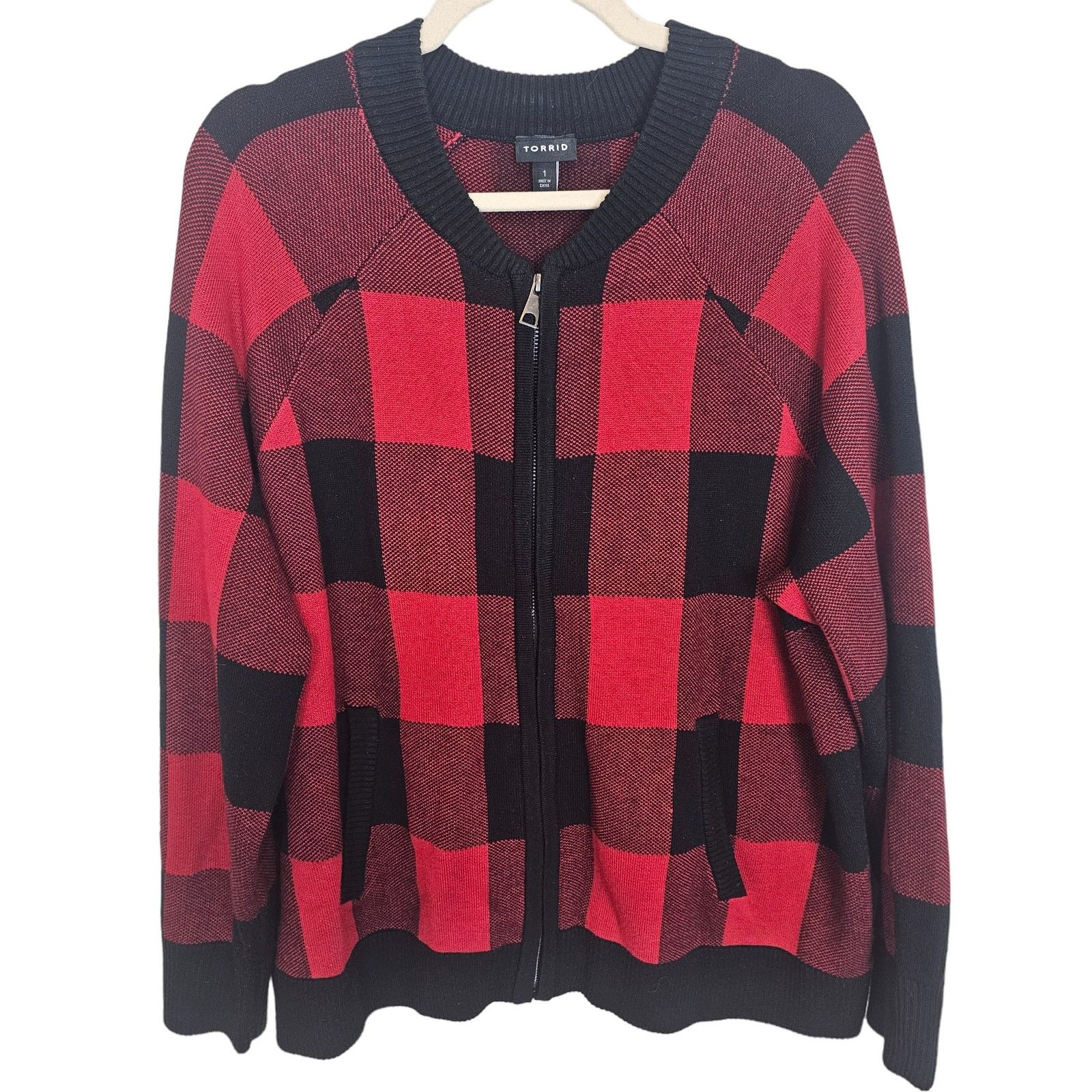 Corridor Torrid Buffalo Plaid Sweater Jacket Full Zip 1X Academia Size XL / US 12-14 / IT 48-50 - 2 Thumbnail