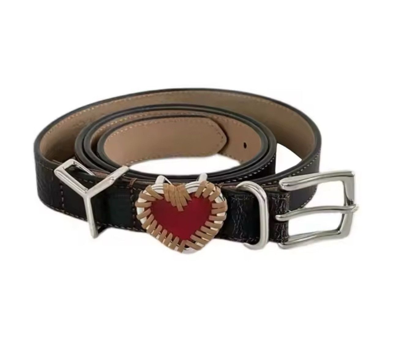 Japanese Brand × Vintage Retro black I LOVE YOU heart pu leather belt Size ONE SIZE - 3 Thumbnail