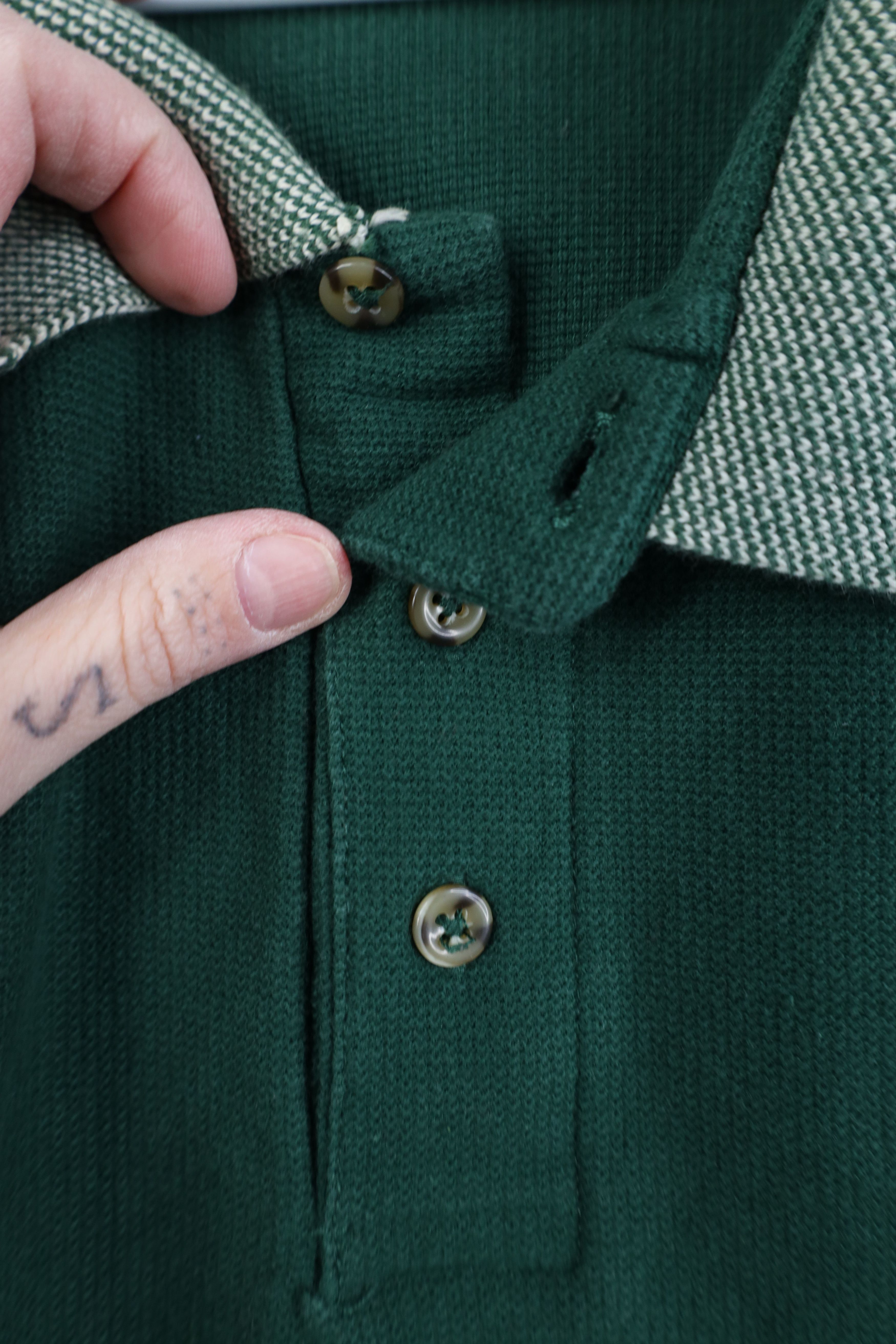 Vintage Vintage 90s Streetwear Heavy Thermal Knit Golf Polo Green Size US XXL / EU 58 / 5 - 4 Thumbnail