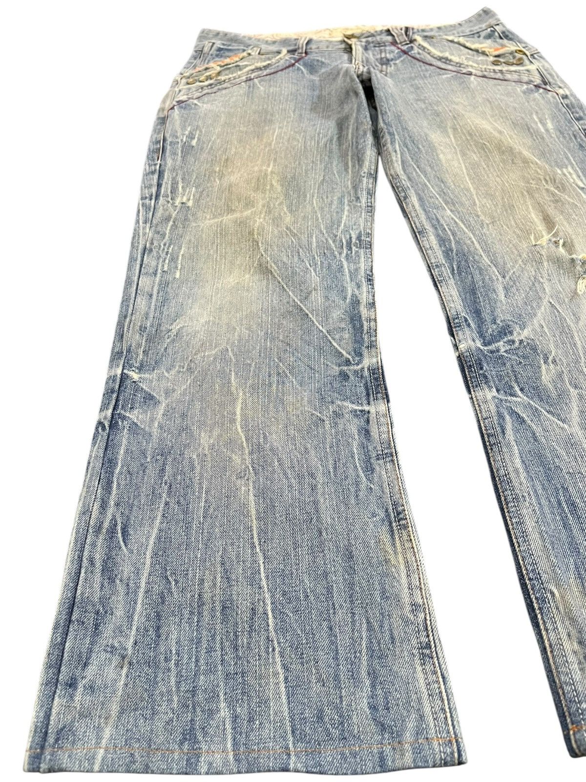 Japanese Brand Vintage Oilcake Studded Low rise Boot cut Denim Size US 34 / EU 50 - 3 Thumbnail