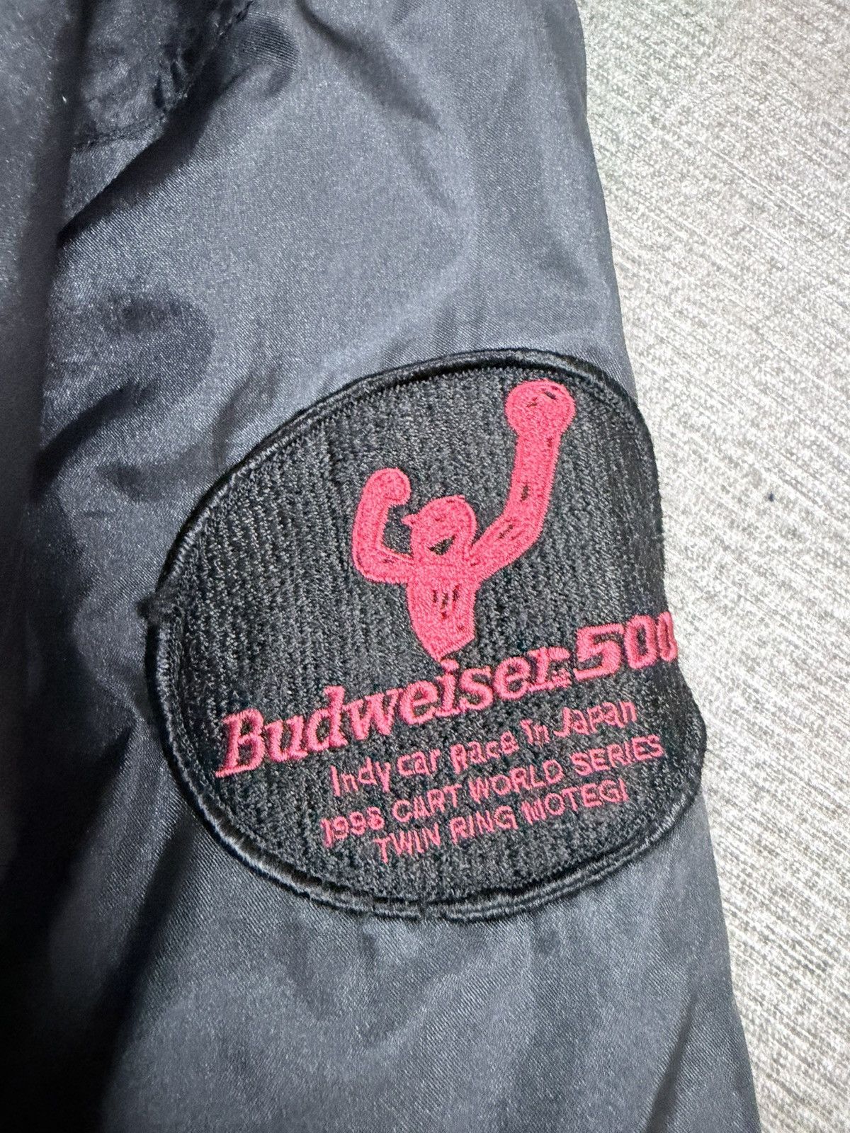 Budweiser Vtg🔥1998 Budweiser Race Indy Car 500 Bomber Jacket Size US XL / EU 56 / 4 - 13 Thumbnail