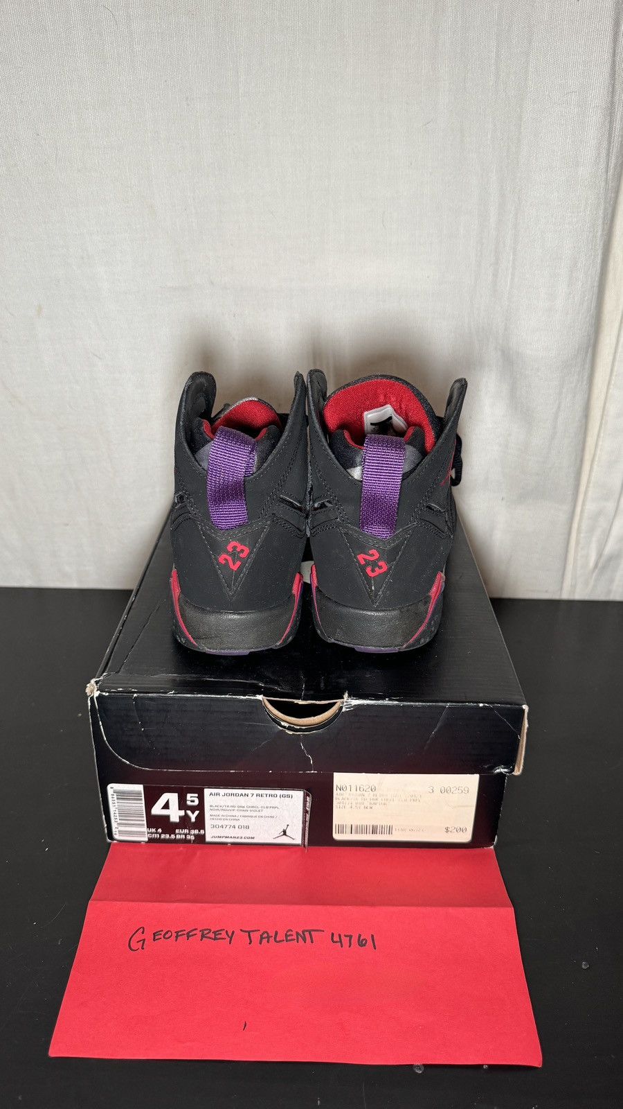Jordan Brand Air Jordan 7 Retro “Raptors” (GS) – Black/Purple – Size 4.5Y Size US 6 / IT 36 - 3 Thumbnail
