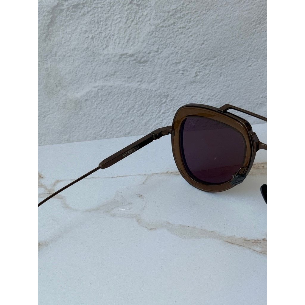 Valentino NEW Valentino V-Story VLS129-D Nude Brown Aviator Sunglasses Size ONE SIZE - 5 Thumbnail