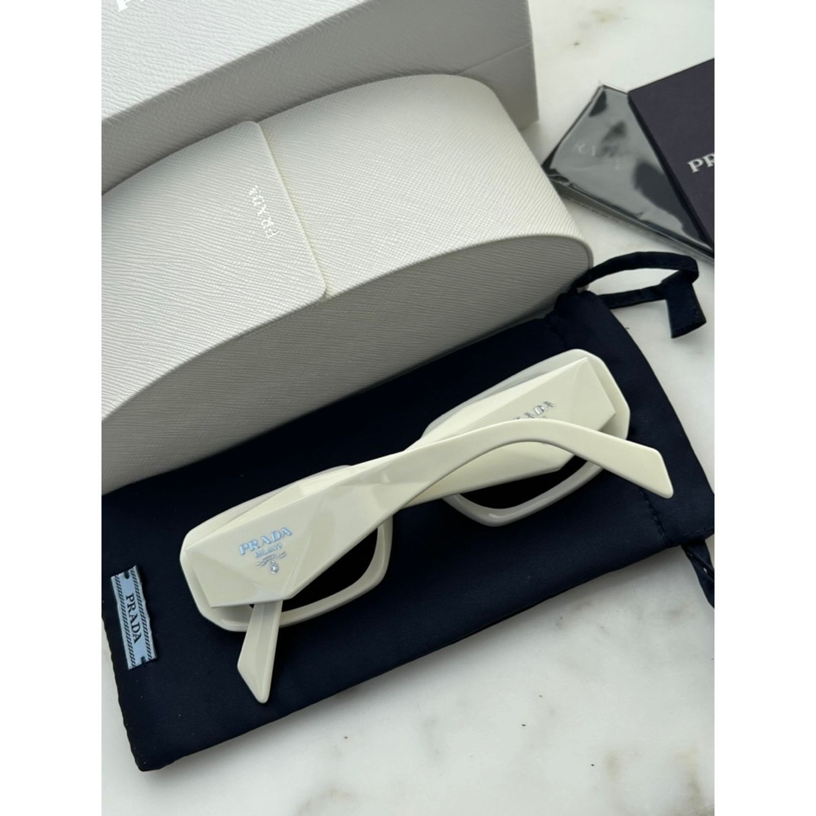 Prada NEW Prada PR17WS Sunglasses in White Talc Size ONE SIZE - 9 Thumbnail