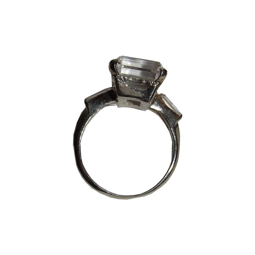 Designer Silver Emerald Cut Rock Crystal Quartz Zirconia Baguettes Size ONE SIZE - 2 Thumbnail