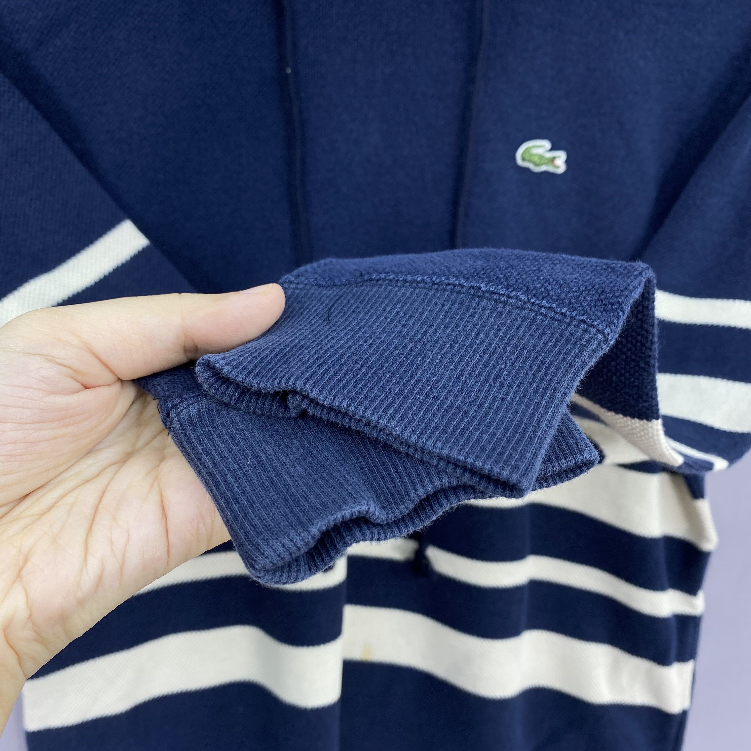 Lacoste Vintage Y2K Lacoste Striped Pullover Hoodie Sweatshirt Size US S / EU 44-46 / 1 - 6 Thumbnail
