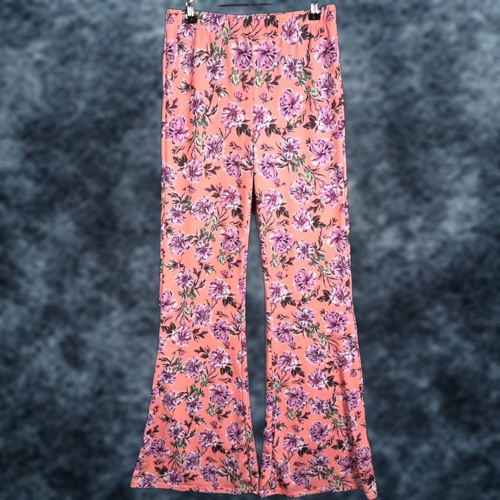 Beach Riot Beach Riot Womens Pants Floral Bell Bottom Stretch Bohemian Pink S Small Curve Waist 27in Inseam 33in Flared Gender Womens Size 28" / US 6 / IT 42 - 1 Thumbnail