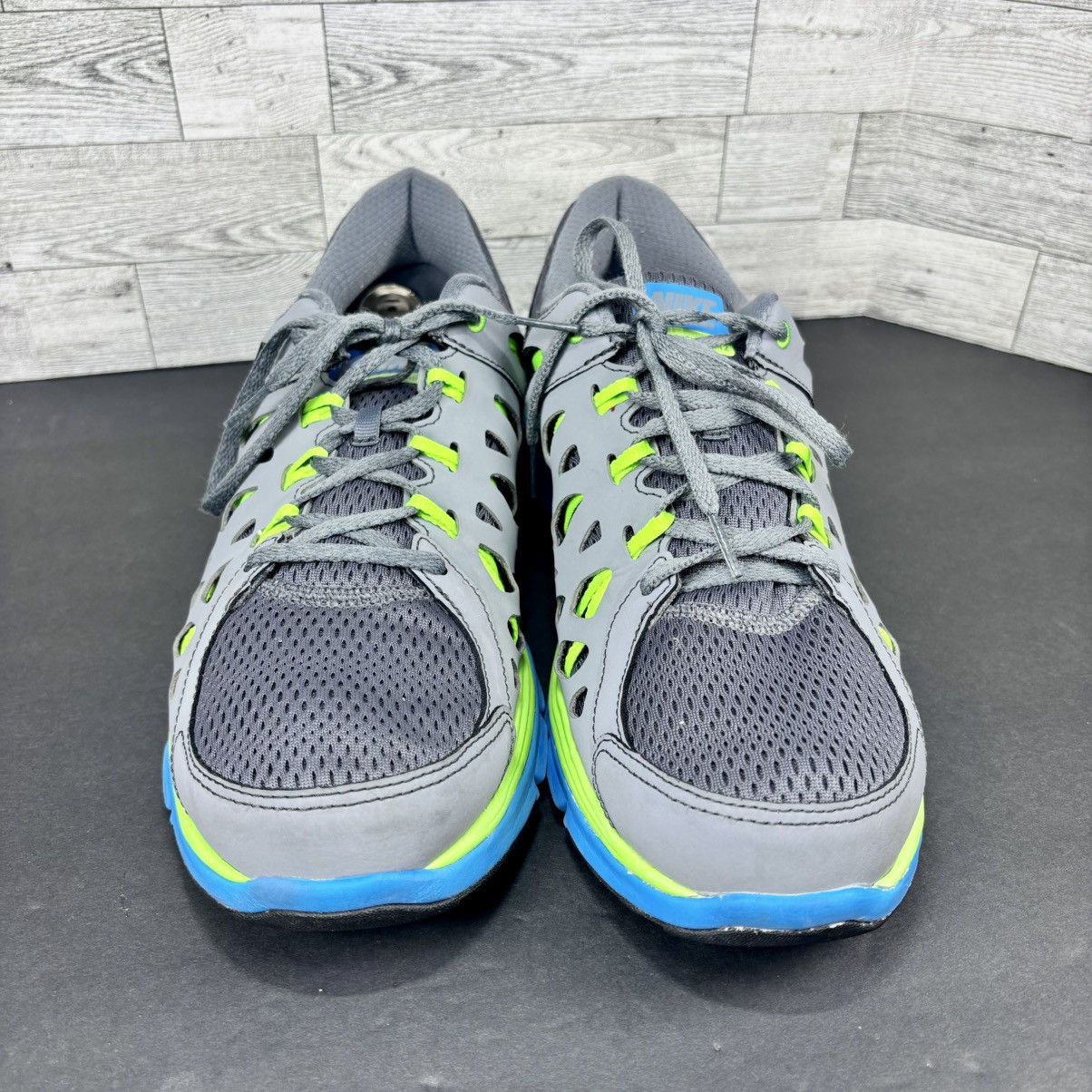 Nike Nike Dual Fusion Run 2 Grey/Lime/Blue Running Shoes Sz 13 Size US 13 / EU 46 - 2 Thumbnail