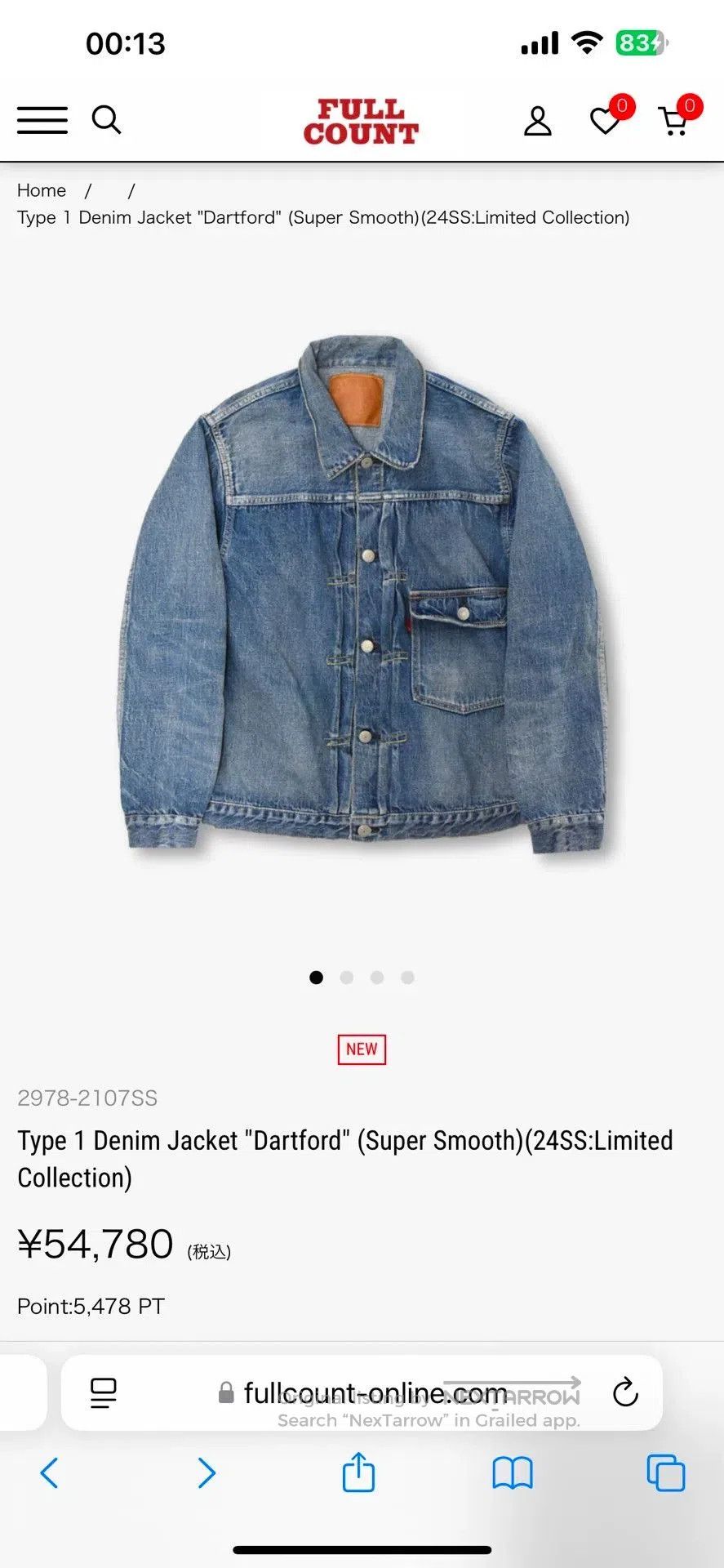 Full Count & Co. Classic Dartford Denim Jacket by FULLCOUNT. Size US M / EU 48-50 / 2 - 4 Thumbnail