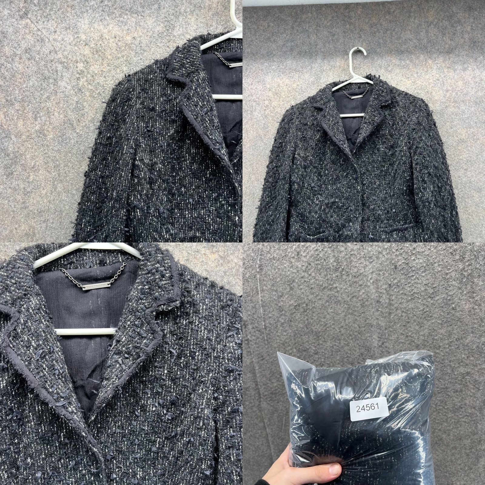 Elie Tahari VINTAGE Elie Tahari Blazer Women Medium Black Tweed Cotton Jacket Casual Business Womens Blazer, - 209 Size M / US 6-8 / IT 42-44 - 8 Thumbnail