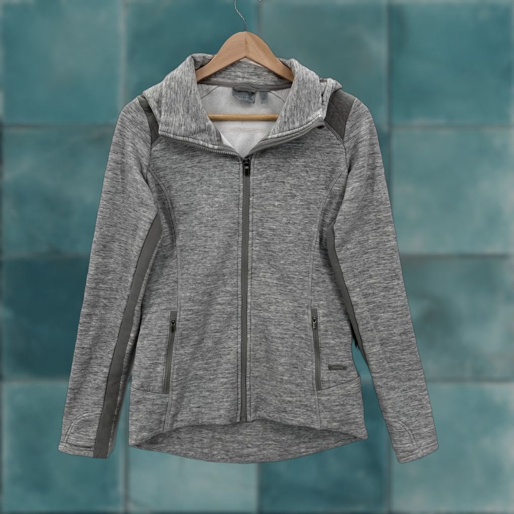 Athleta VINTAGE Athleta Stronger Jacket Womens Small Gray Hooded Full Zip Fleece Lined Pockets Size S / US 4 / IT 40 - 1 Thumbnail