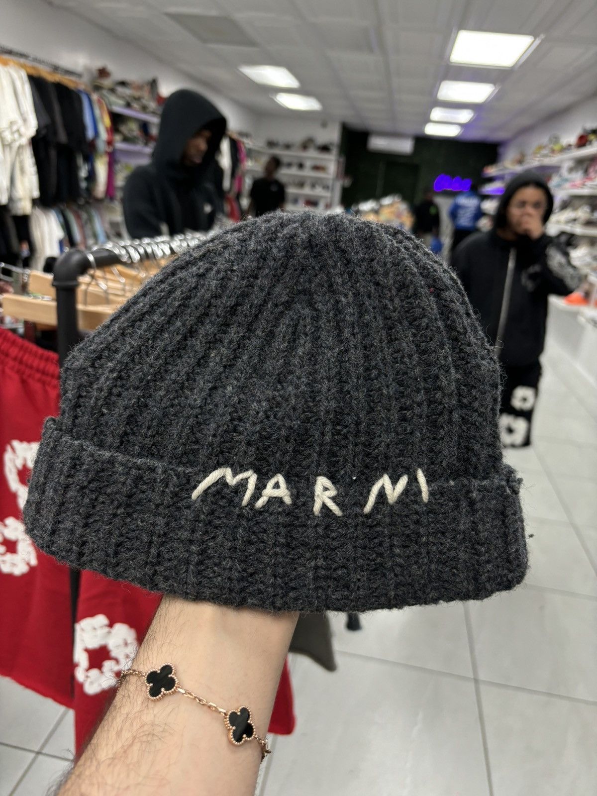image of Marni Wool Beanie Grey, Men's