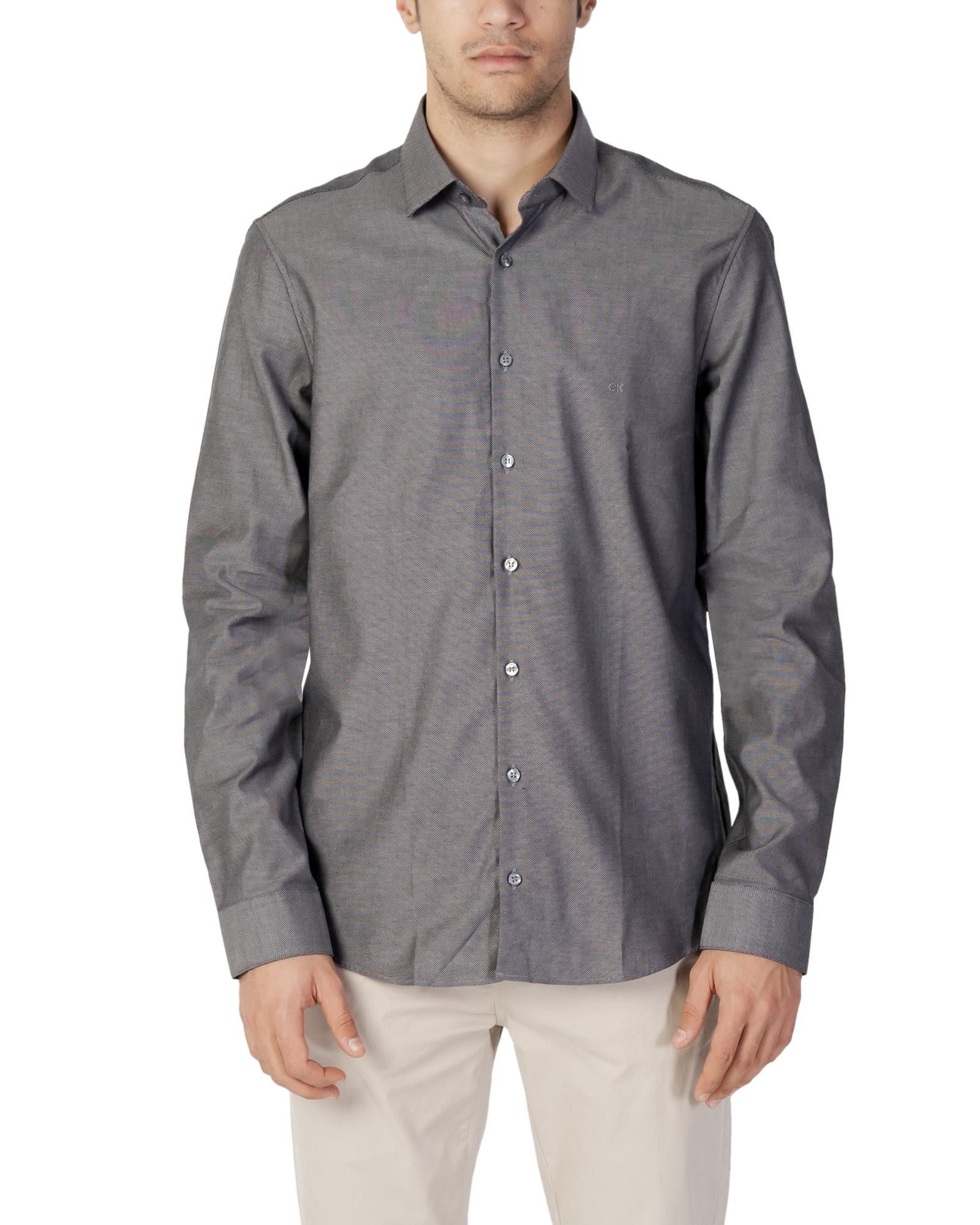 image of Calvin Klein Classic Marl Button-Up Shirt in Grey, Men's (Size XS)