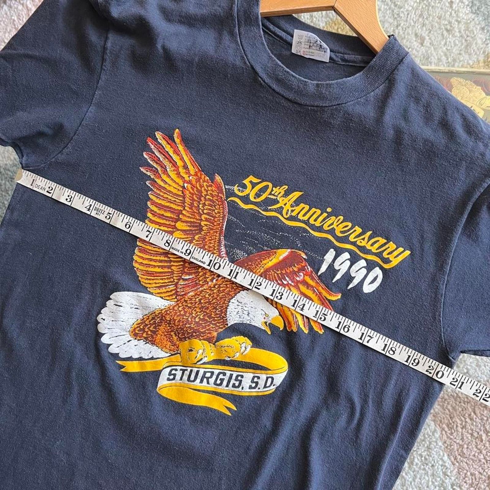 Hanes 1990 Sturgis 50th Anniversary T-Shirt | Faded Black | Fits M Size US M / EU 48-50 / 2 - 8 Thumbnail