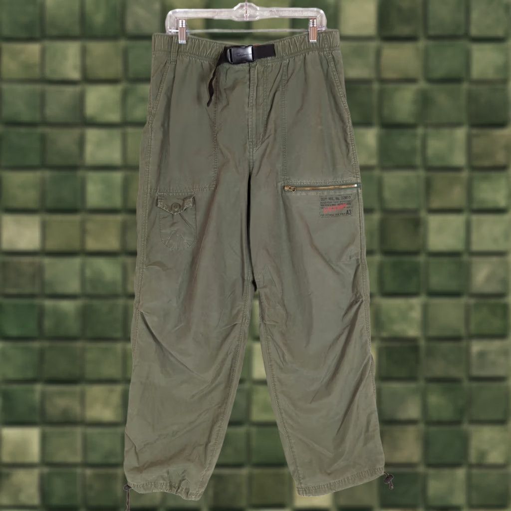 Old Navy VINTAGE Old Navy Cargo Pants Men M Green Baggy Streetwear Gorpcore 30in Zip Belted Cargo Pocket Straight Mens Size US 31 - 1 Thumbnail