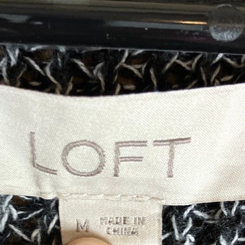 Loft LOFT Womens Sweater Black White Knit Crew Neck Flared Sleeve 100% Cotton M Sweater Size M / US 6-8 / IT 42-44 - 6 Thumbnail