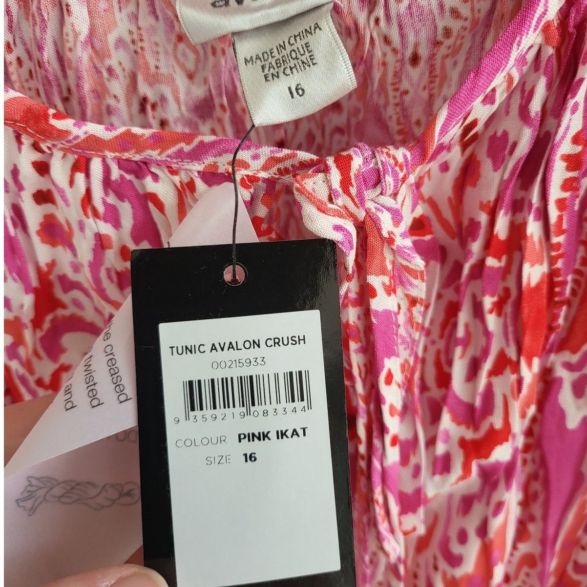Avenue Avenue Avalon Crush Tunic in Pink Ikat - Size 16 Size XXL / US 16-18 / IT 52-54 - 4 Thumbnail