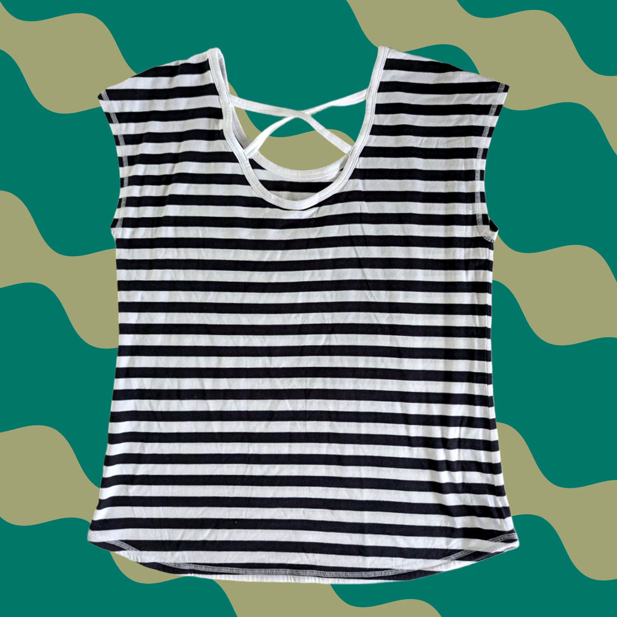 Talbots T By Talbots Striped T-Shirt Cross Back Short Sleeve Top Womens M Navy White Size Med Size M / US 6-8 / IT 42-44 - 1 Thumbnail
