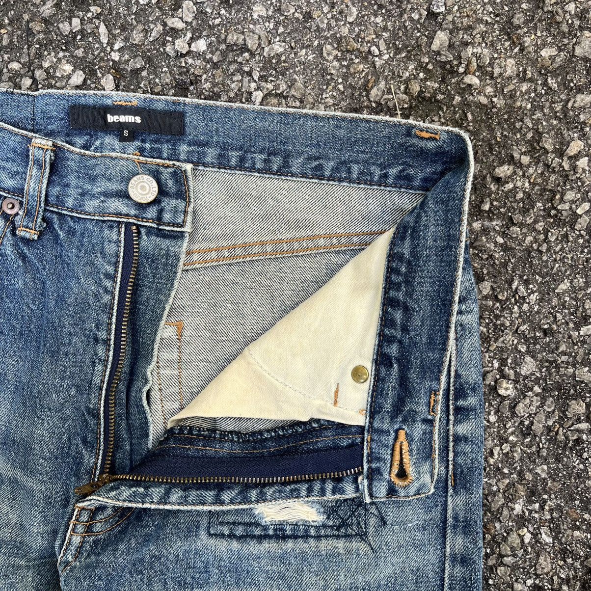 Japanese Brand Beams Japan Jeans Distressed Patchwork Sashiko Denim Size US 30 / EU 46 - 7 Thumbnail