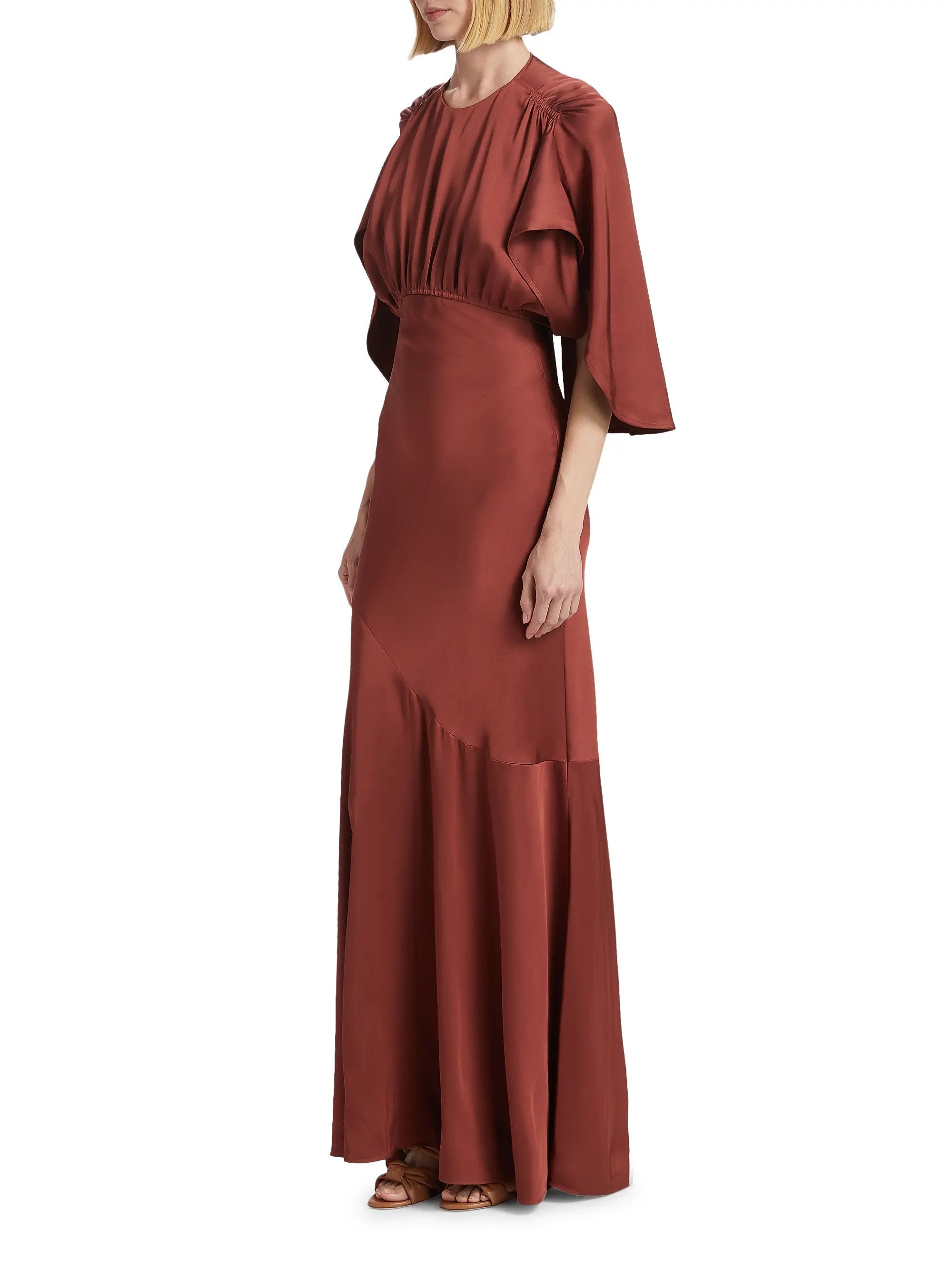 Zimmermann oc11z0725 Eden Cape Maxi Dress in Chestnut Size M / US 6-8 / IT 42-44 - 4 Thumbnail