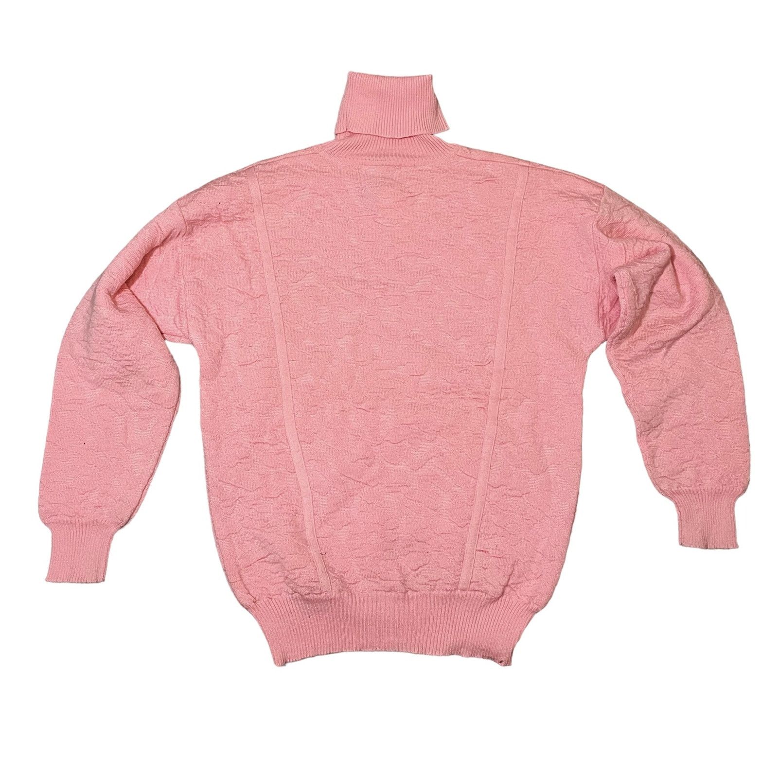 Vintage Tyrolia Textured Knit Turtleneck Sweater Baby Pink Medium Size M / US 6-8 / IT 42-44 - 7 Thumbnail