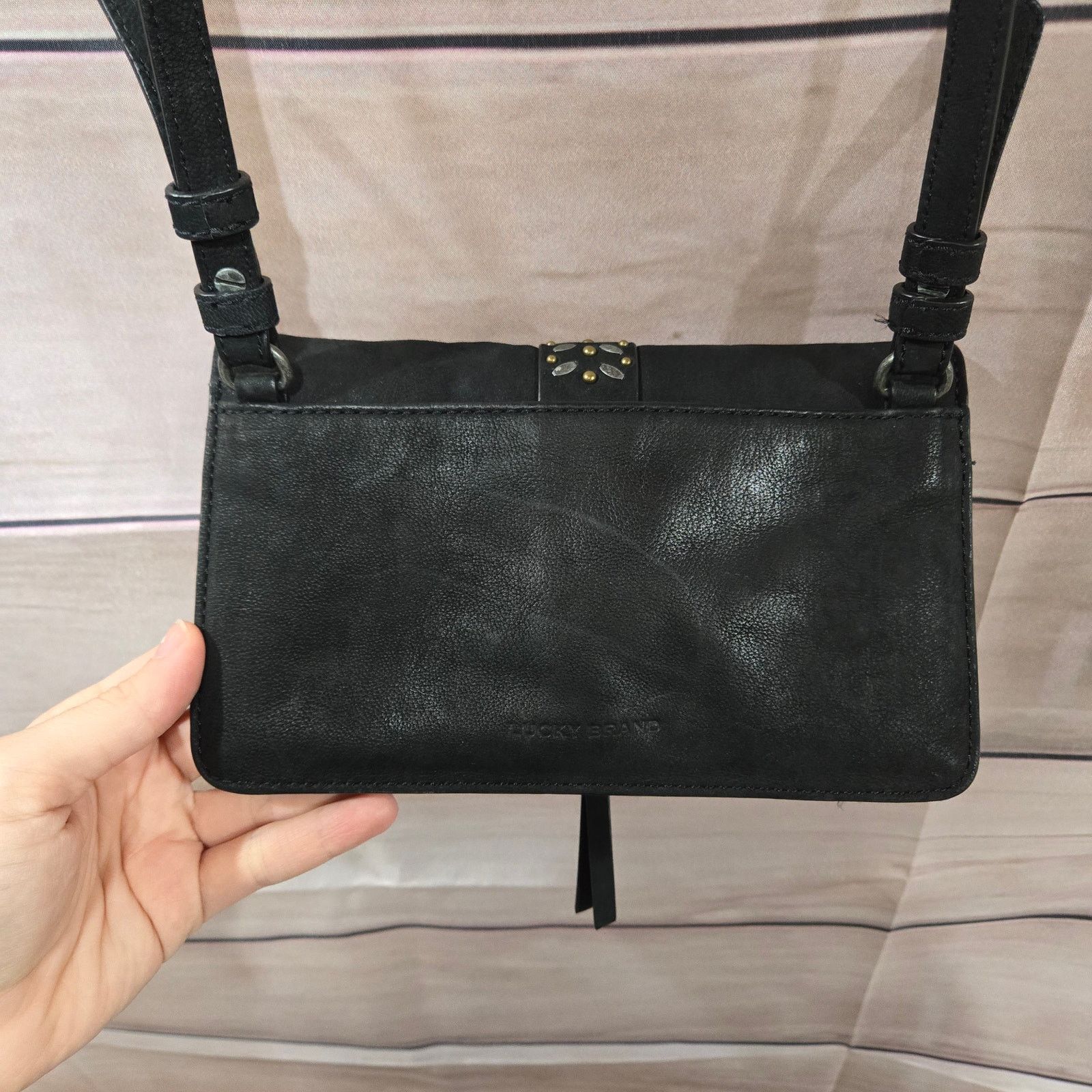 Lucky Brand Lucky Brand Black Leather Studded Crossbody Purse Size ONE SIZE - 11 Thumbnail