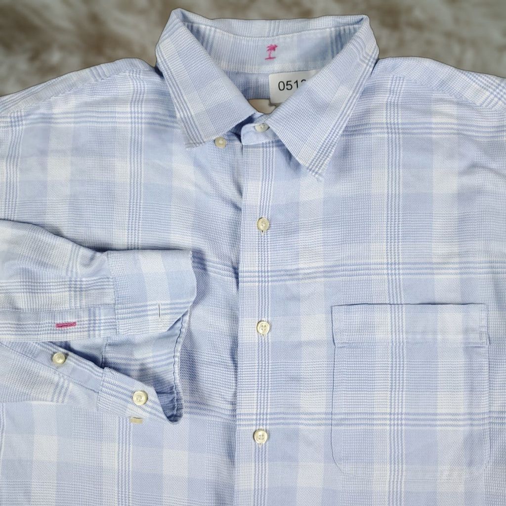 Tommy Bahama Tommy Bahama Dress Shirt Mens 16.5 Blue Plaid Long Sleeve Button Up Casual Business Preppy 100% Cotton Size 42R - 1 Thumbnail