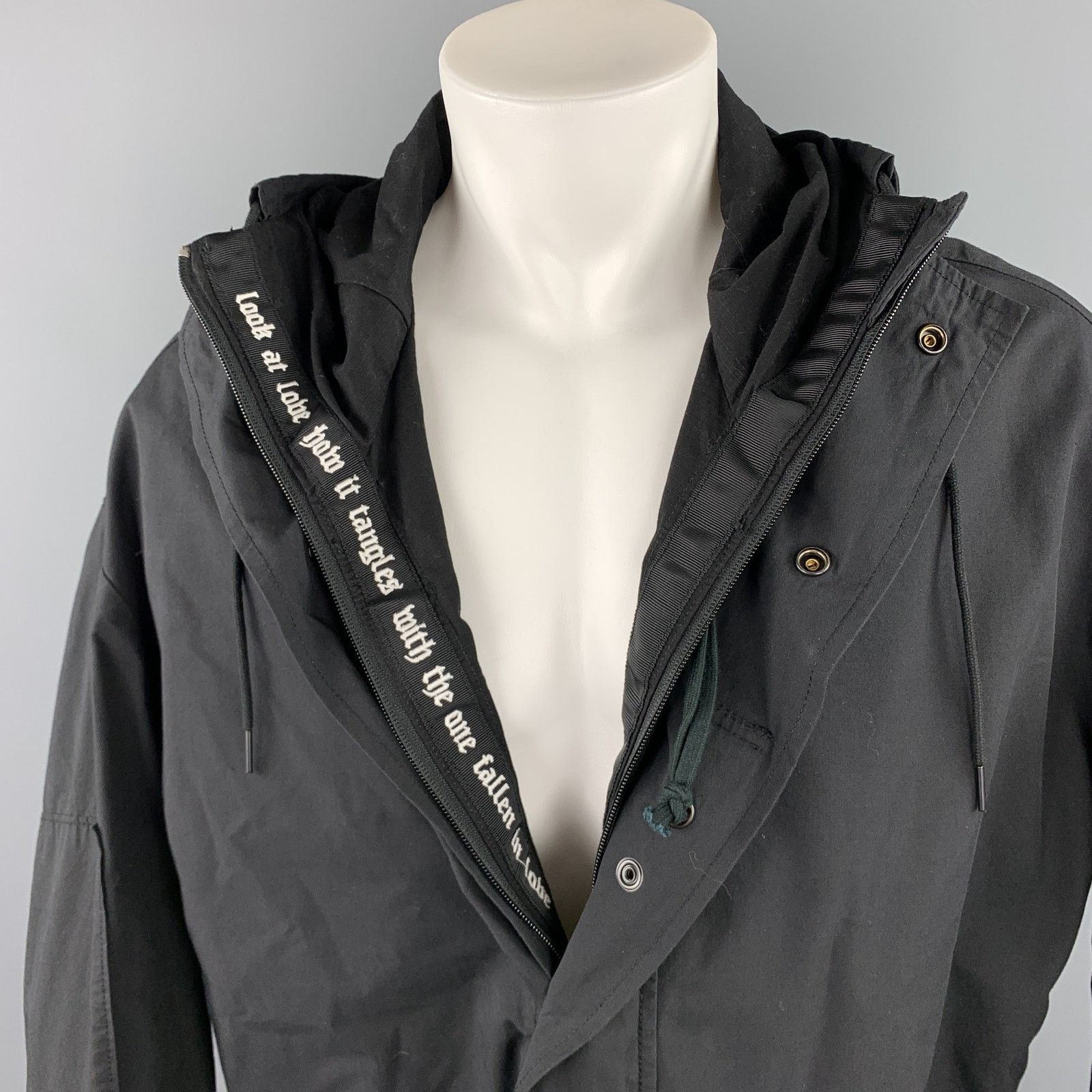 R13 XS Black Cotton / Nylon Zip & Snaps Oversized Hooded Coat Size US XS / EU 42 / 0 - 2 Thumbnail