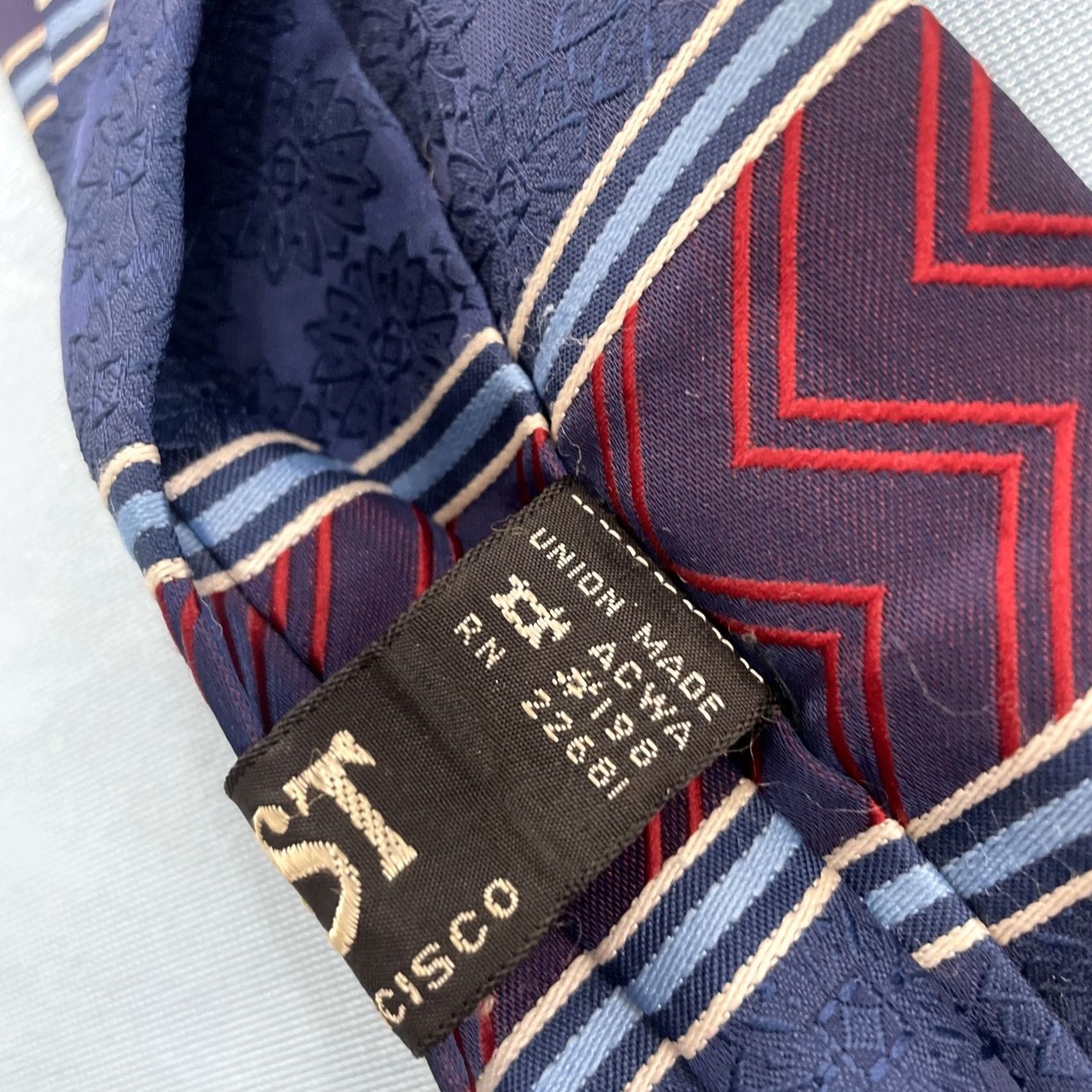 MCM Vtg 60s Ernst Square End NeckTie Union Mod MCM Aztec Patriot Red White Blue 3x54 Capsule Necktie Size ONE SIZE - 7 Thumbnail