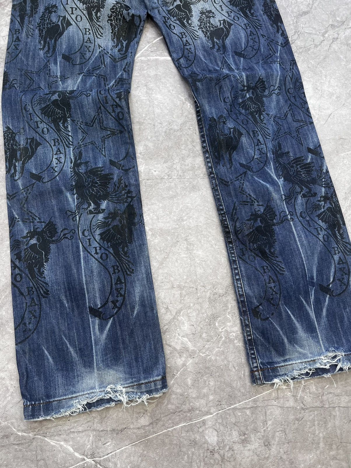 Designer × Japanese Brand VINTAGE FLARED FULL PRINT DENIM DISTRESSED JEANS PANTS Y2K Size US 32 / EU 48 - 9 Thumbnail