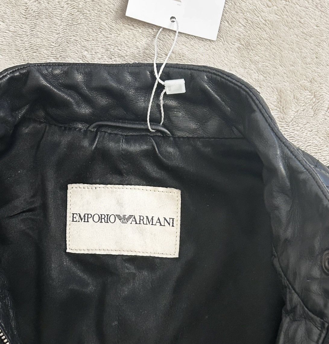 Emporio Armani Emporio Armani Vintage Embroidered Leather Jacket - Black Size XS / US 0-2 / IT 36-38 - 5 Thumbnail
