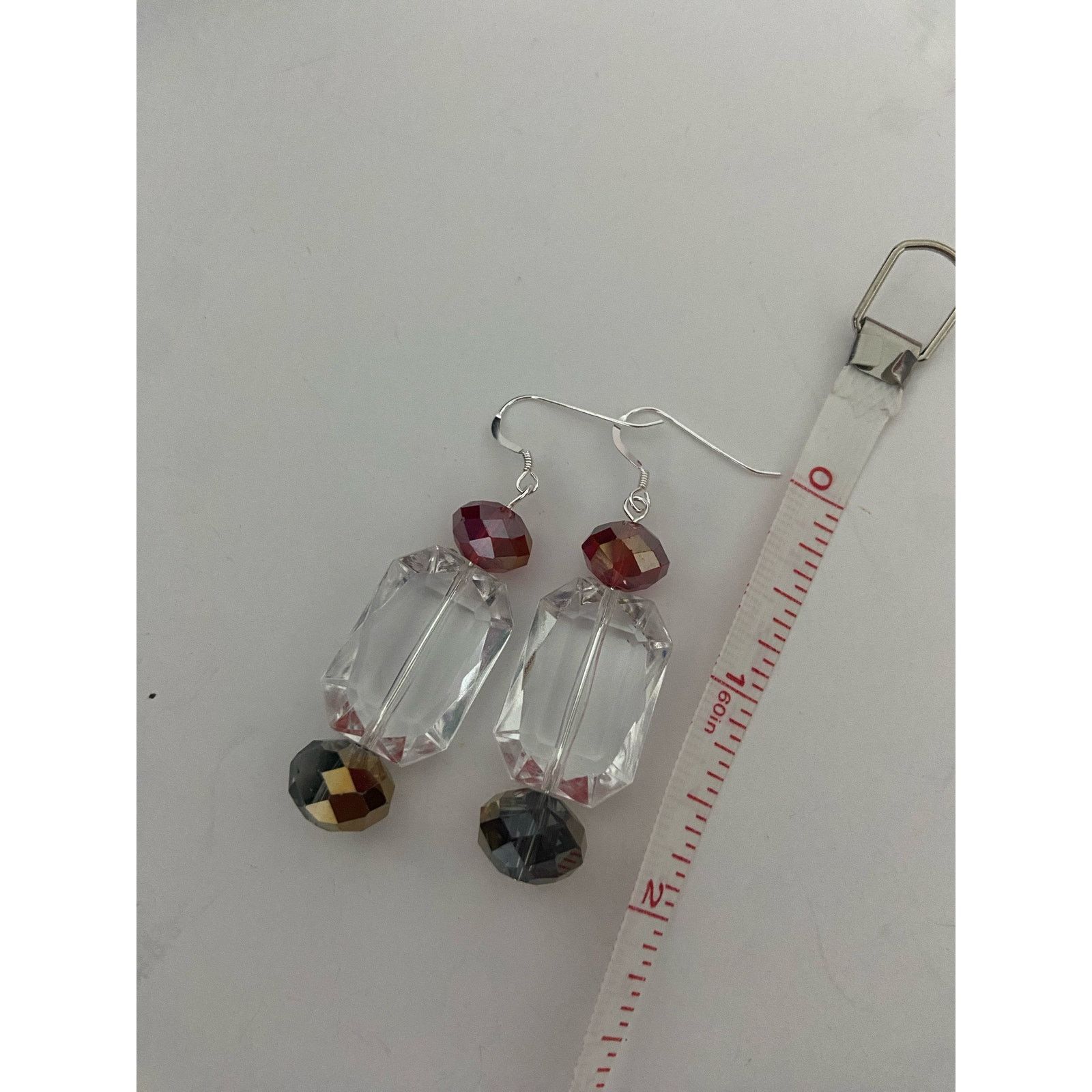 Handmade clear bead earrings sterling silver Size ONE SIZE - 3 Thumbnail