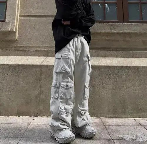 Japanese Brand × Vintage Retro multi-pocket loose wide-leg cargo trousers Size US 32 / EU 48 - 2 Thumbnail