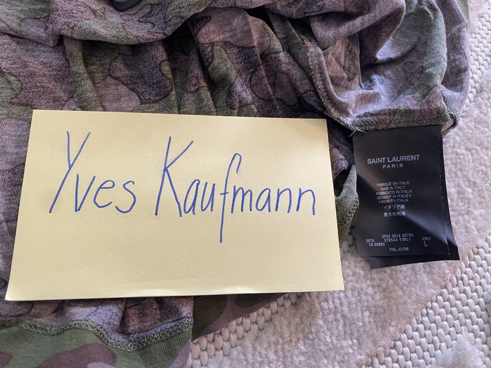 Saint Laurent Paris Saint Laurent Paris Camo Over Printed Camo T-Shirt (Size L) Size US L / EU 52-54 / 3 - 4 Thumbnail