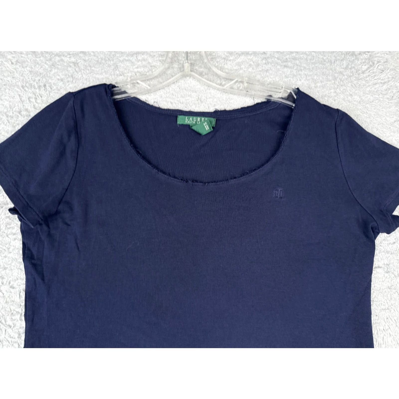 Ralph Lauren VINTAGE Lauren Ralph Lauren Shirt Women XL Blue Cotton Logo Crew Neck Short Sleeve Sports Womens Size XL / US 12-14 / IT 48-50 - 4 Thumbnail