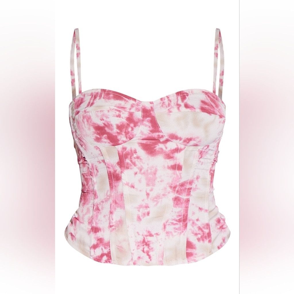 PrettyLittleThing NWT Pretty Little Thing Fuchsia Tie Dye Structured Corset Size M / US 6-8 / IT 42-44 - 3 Thumbnail