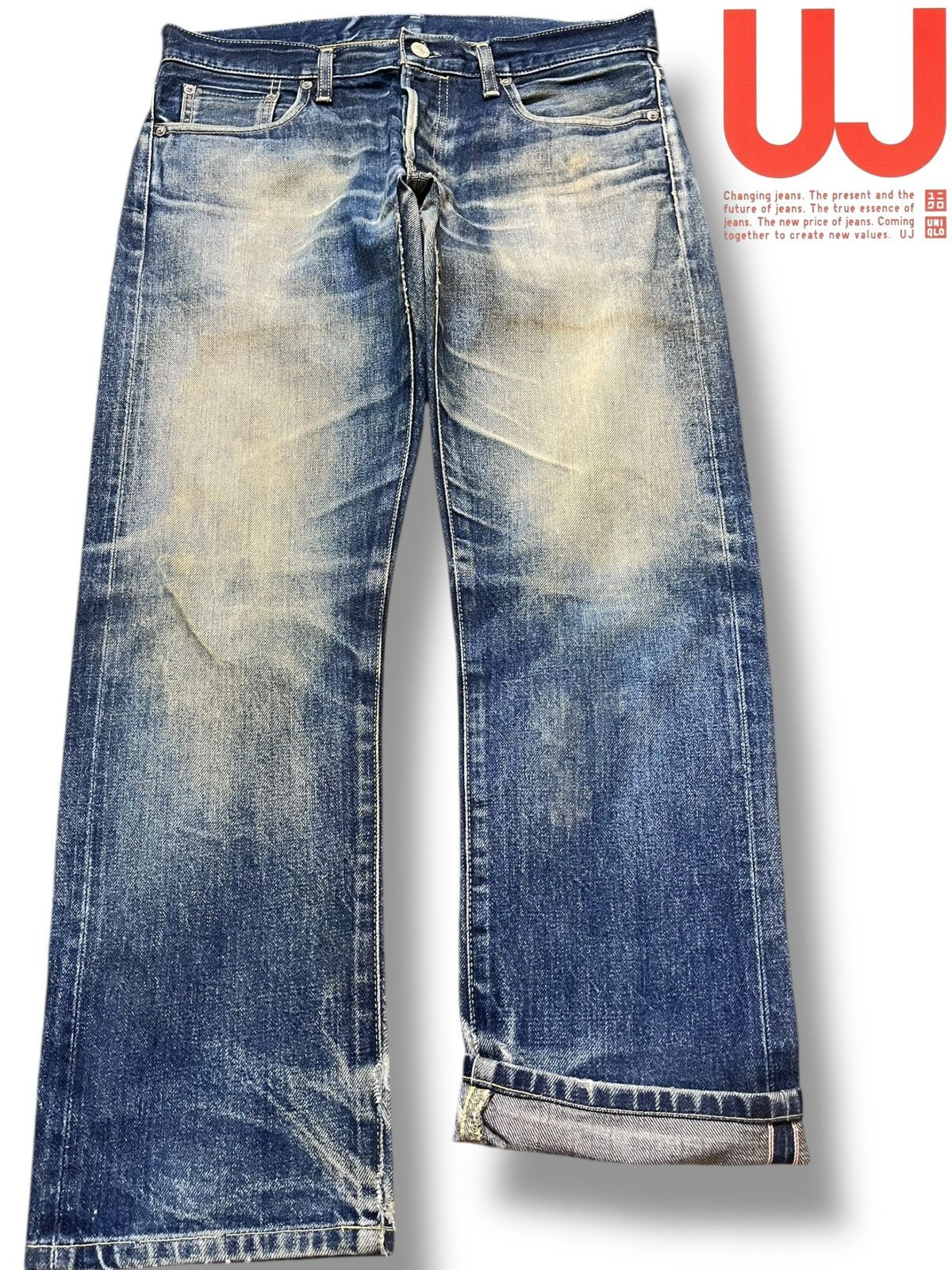 Uniqlo Vintage UJ Mudwash selvedge Grunge Denim Size US 33 - 1 Thumbnail