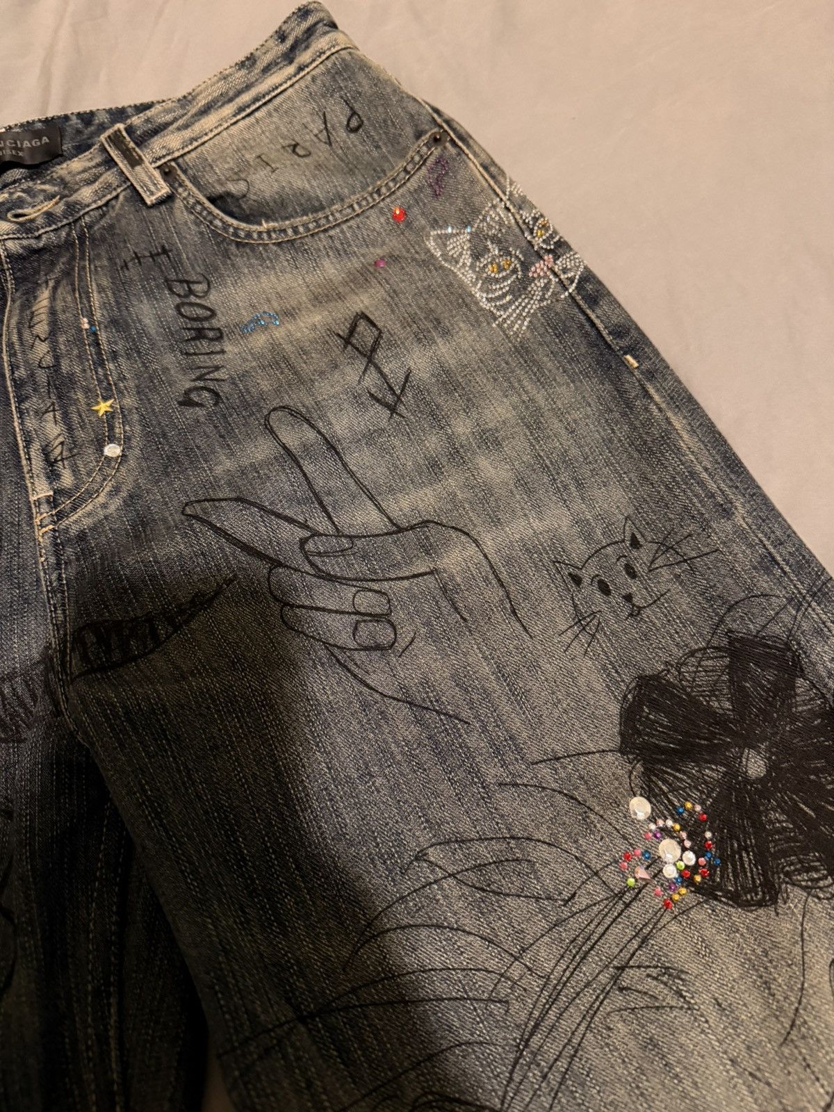 Balenciaga Balenciaga Rhinestone Jeans Japan Version Size US 30 / EU 46 - 6 Thumbnail