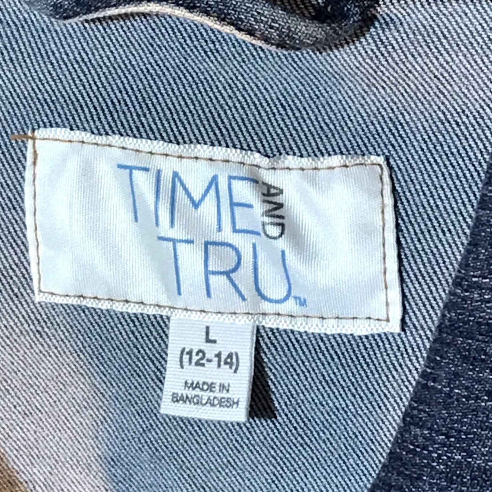 Vintage Time & Tru Medium Wash Denim Jacket Womens Size L 12-14 Blue Casual Long Sleeve Classic Size 36" / US 14 / IT 50 - 2 Thumbnail