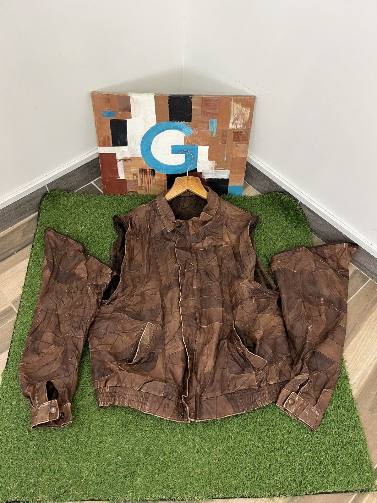 Vintage Y2K Faux Leather Patchwork Jacket like cdg yohji jpg 00s Size US L / EU 52-54 / 3 - 14 Thumbnail