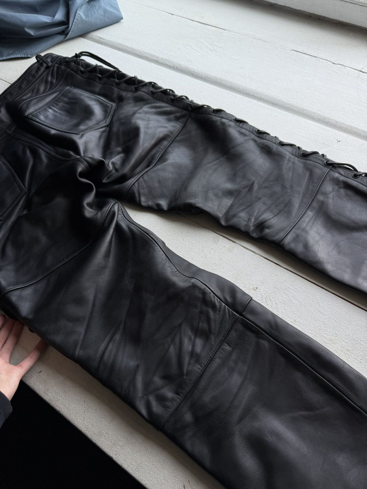 Vintage Vintage 00s Punk Rock Opium Y2K Biker Moto Leather pants Size US 39 - 9 Thumbnail
